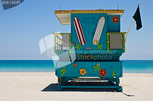Image of South Beach lifeguard hut in Miami, Florida