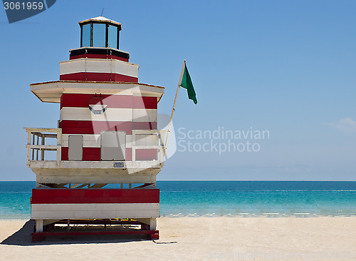 Image of South Beach lifeguard hut in Miami, Florida