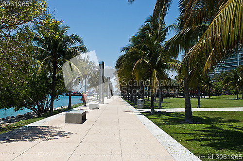 Image of Walking path in the South Point Park in Miami, Florida