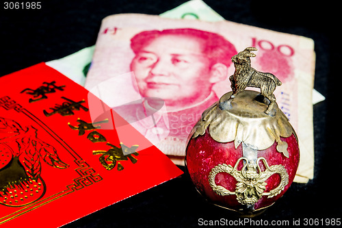 Image of Chinese New Year envelope Lai Si with money and blessings