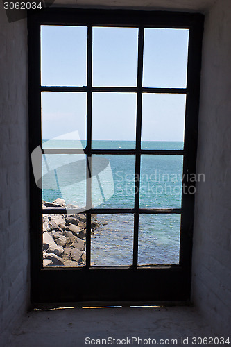 Image of View of the shore from a lighthouse window