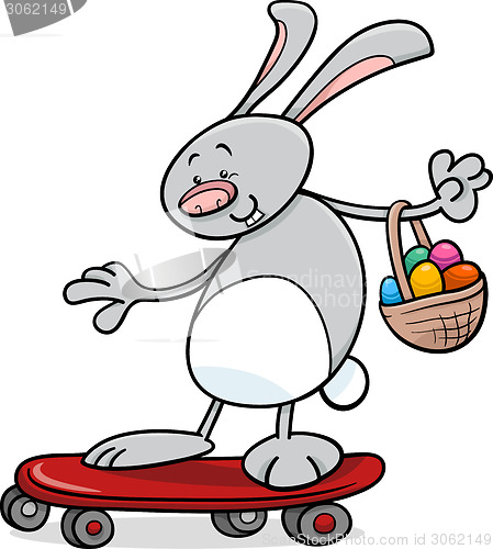Image of easter bunny on skateboard cartoon