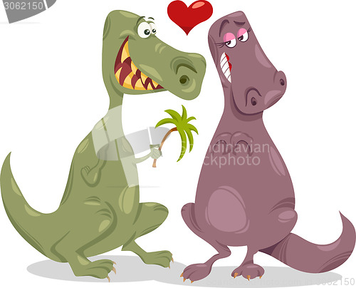 Image of dinos in love cartoon illustration