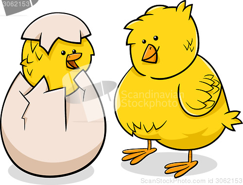 Image of easter chicks cartoon illustration