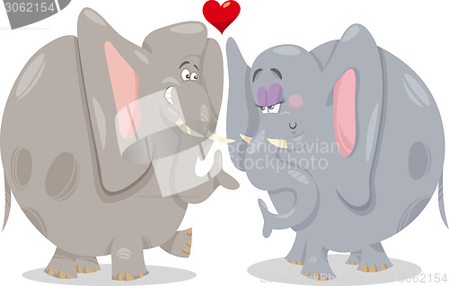 Image of elephants in love cartoon illustration