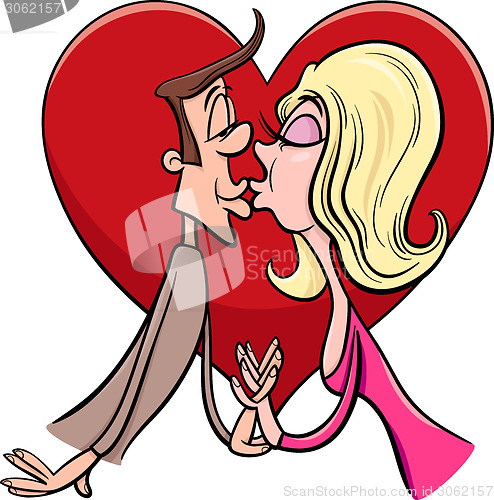 Image of kissing couple in love cartoon