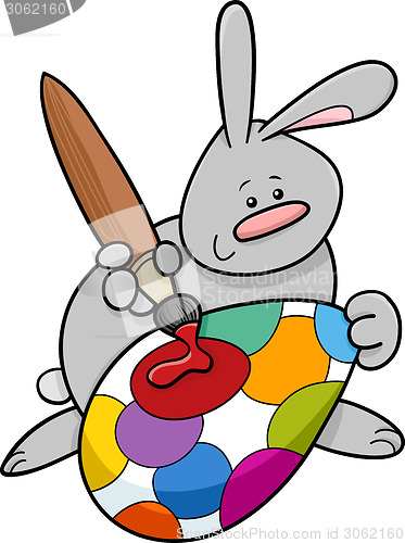 Image of easter bunny painting egg cartoon