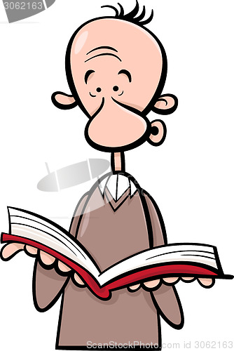 Image of man with book cartoon illustration