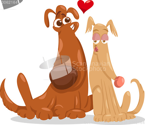 Image of dogs in love cartoon illustration