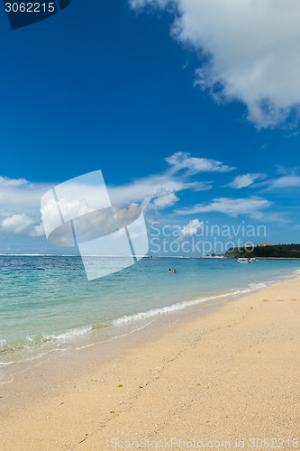 Image of Beautiful tropical beach with lush vegetation