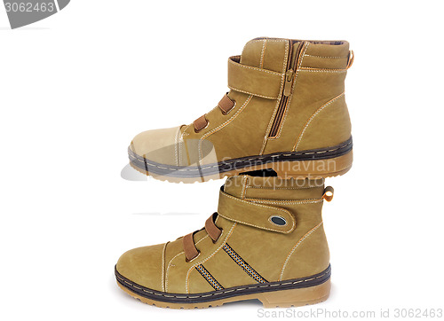 Image of Winter boots for women on white background.