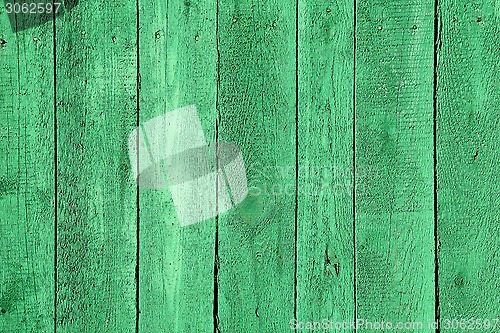 Image of Wooden green fence texture