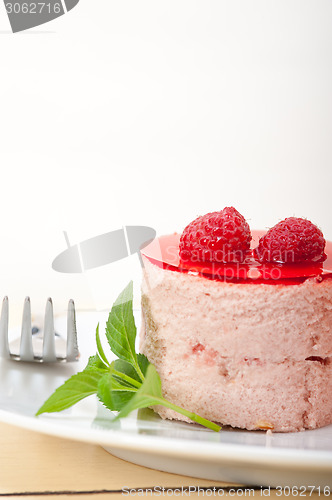 Image of fresh raspberry cake mousse dessert