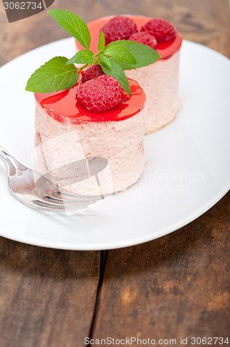 Image of fresh raspberry cake mousse dessert