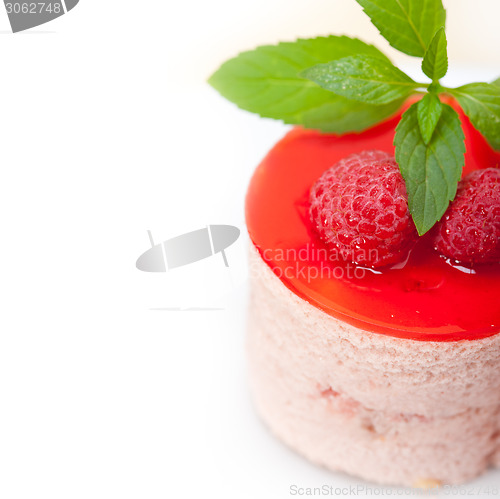 Image of fresh raspberry cake mousse dessert