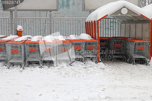 Image of Snow shopping carts