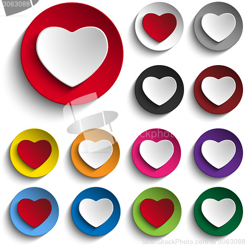 Image of Set of Valentine Day Colorful Heart Button