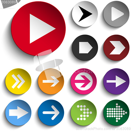 Image of Set of Arrows on Colorful Buttons