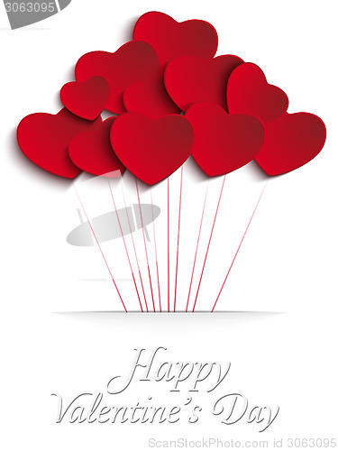 Image of Valentines Day Heart Balloons on Red Background