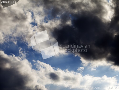 Image of Blue sky and clouds before storm