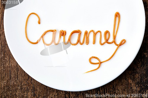 Image of Word Caramel on white plate