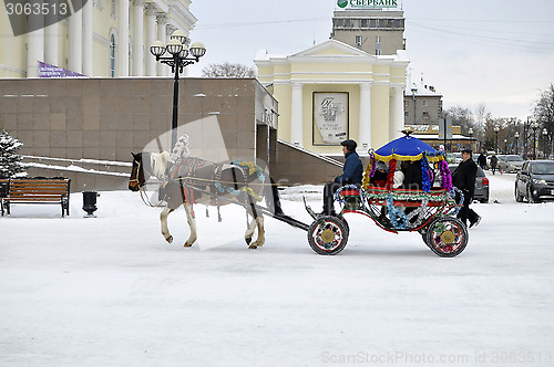 Image of Festive New Year's drivings in the carriage.