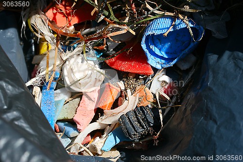 Image of garbage collected on the beach in Lanzarote
