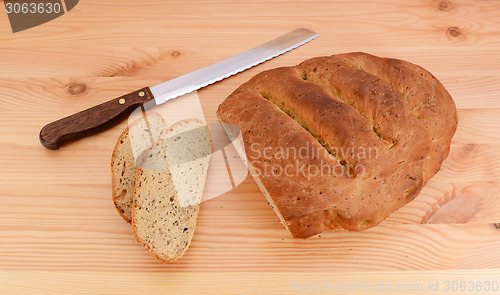 Image of Slices cut from a multi seed malted loaf 