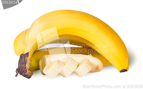 Image of Bunch Of Whole And Sliced Banana