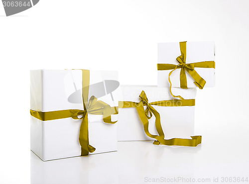 Image of white gift box with nice ribbon