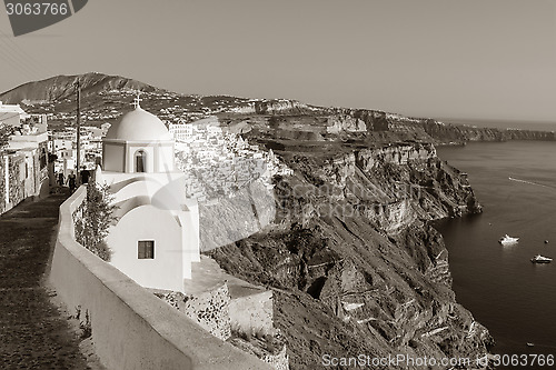 Image of Santorini in sepia