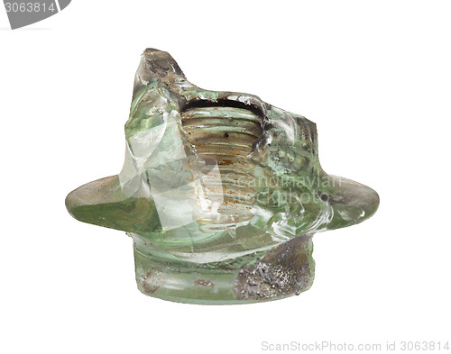 Image of Glass insulator destroyed by exposure to short-circuit current