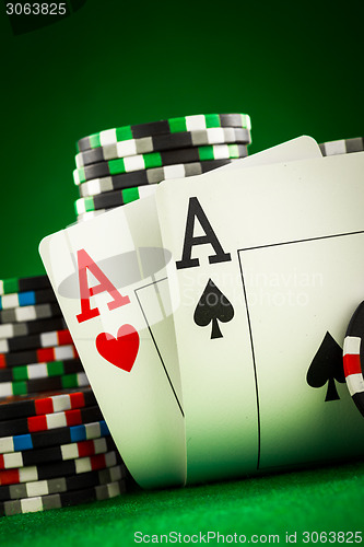 Image of chips and two aces