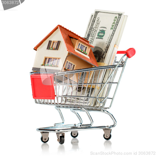 Image of shopping cart and house