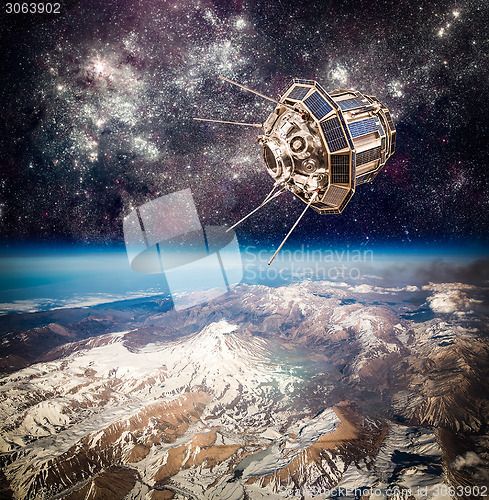 Image of Space satellite over the planet earth