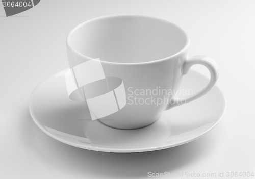 Image of empty ceramic cup and saucer
