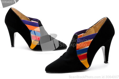 Image of Couple of trendy women's shoes made ??of velvet