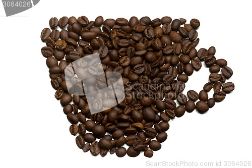 Image of Silhouette of a cup of coffee beans