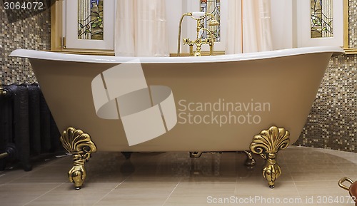 Image of bathroom with old-fashioned bathtub