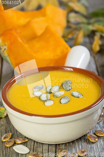 Image of Bowl of pumpkin soup.