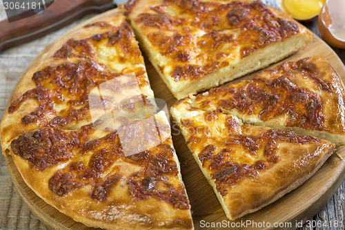 Image of Khachapuri Mengrelian. Cheese pie.