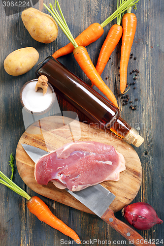 Image of Duck breast,vegetables and spices.