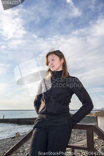 Image of Beautiful girl on the beach.