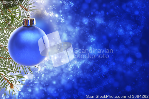 Image of Christmas card with blue ball.