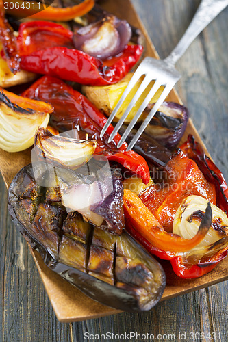 Image of Vegetables on the grill closeup.