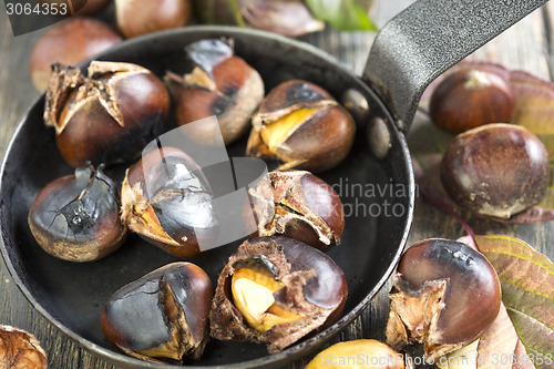 Image of Chestnuts in a skillet.