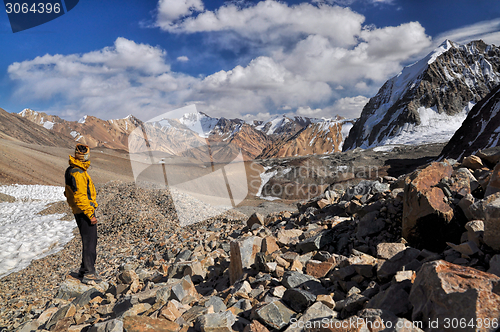 Image of Hiker in Pamir mountains