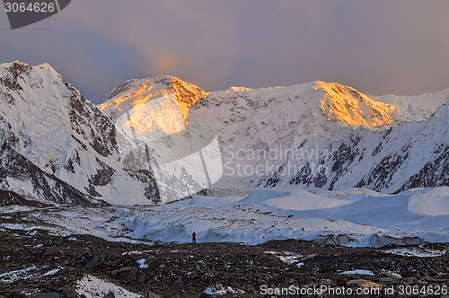 Image of Inylcheck glacier on early morning