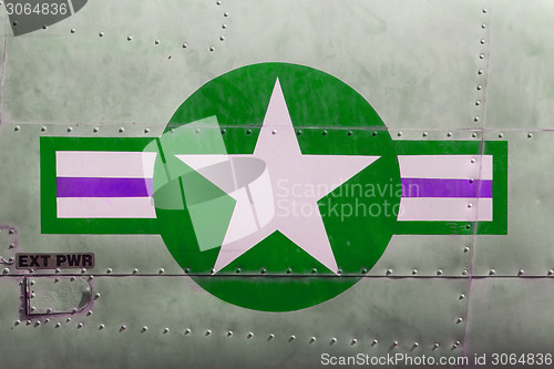 Image of Tail of Vietnam war Airplane, green