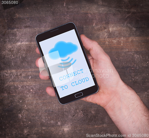 Image of Cloud-computing connection on a smartphone